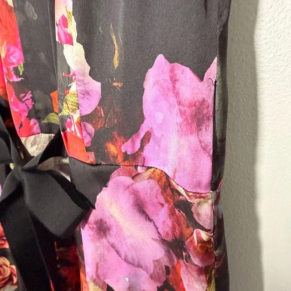 Adriana Papell Spring Satin Floral Dress (12) Elegant Sleeveless Wedding Guest - Picture 6 of 16